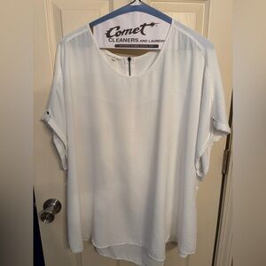 Maurices White Delton Zipper Back Short Sleeve Blouse